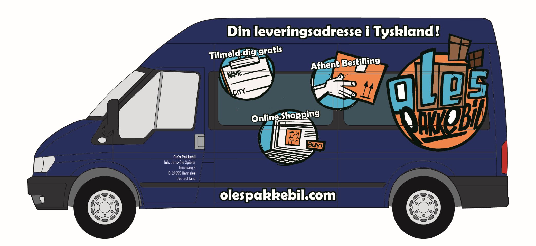 Oles Pakkebil – leveringsadresse i Tyskland